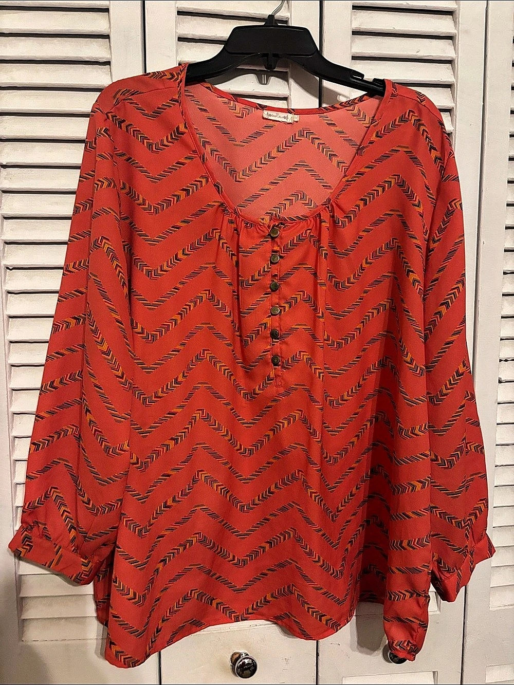 Tea Rose Geometric Long Sleeve Blouse